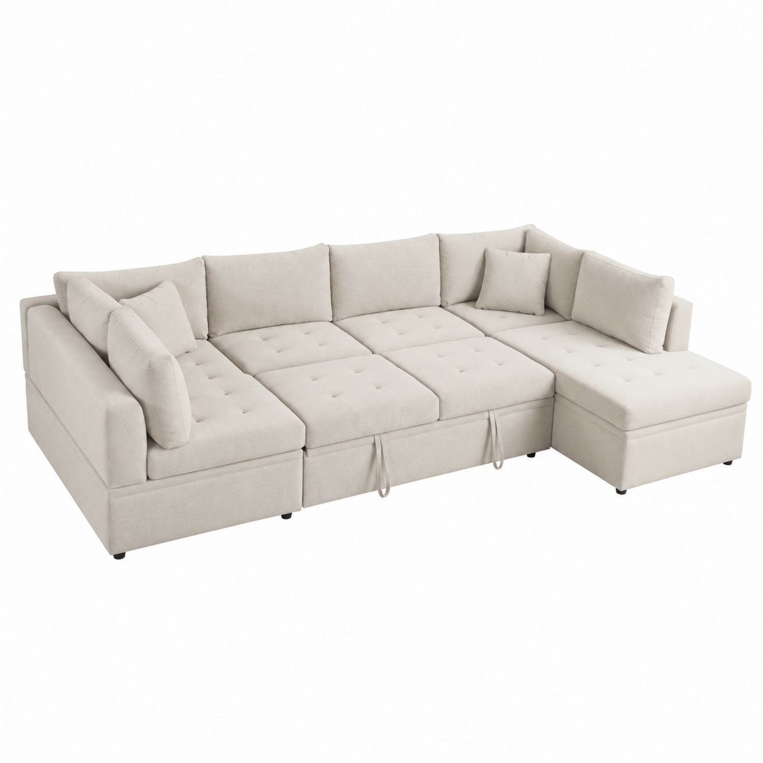 Eckschlafsofa 3-Sitzer Mikrofaser Beige