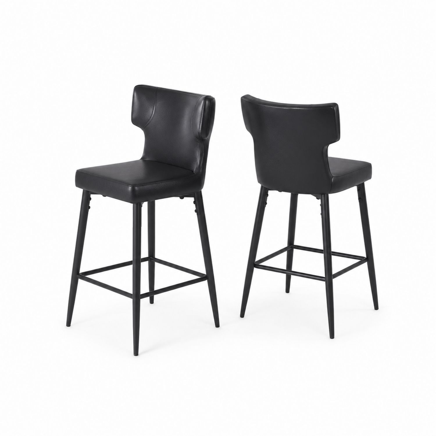 2er Set Barhocker Kunstleder Schwarz