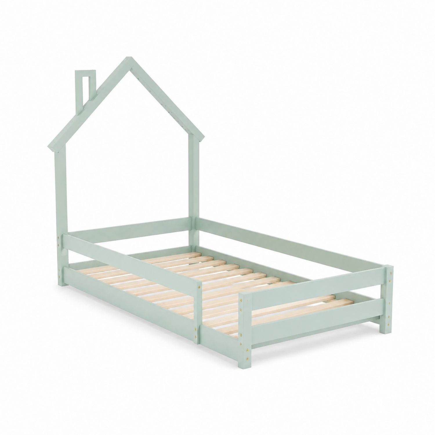 Kinderhausbett aus Holz 90x200 cm Grün