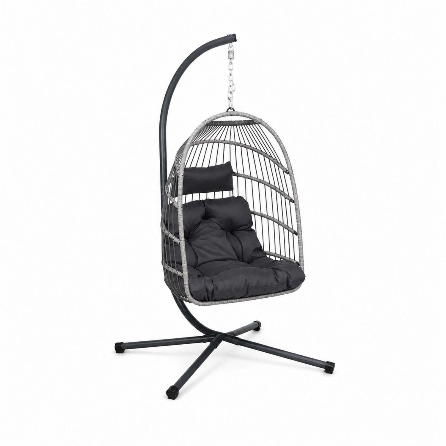 Outdoor-Hängesessel Stahlgestell Rattan Grau