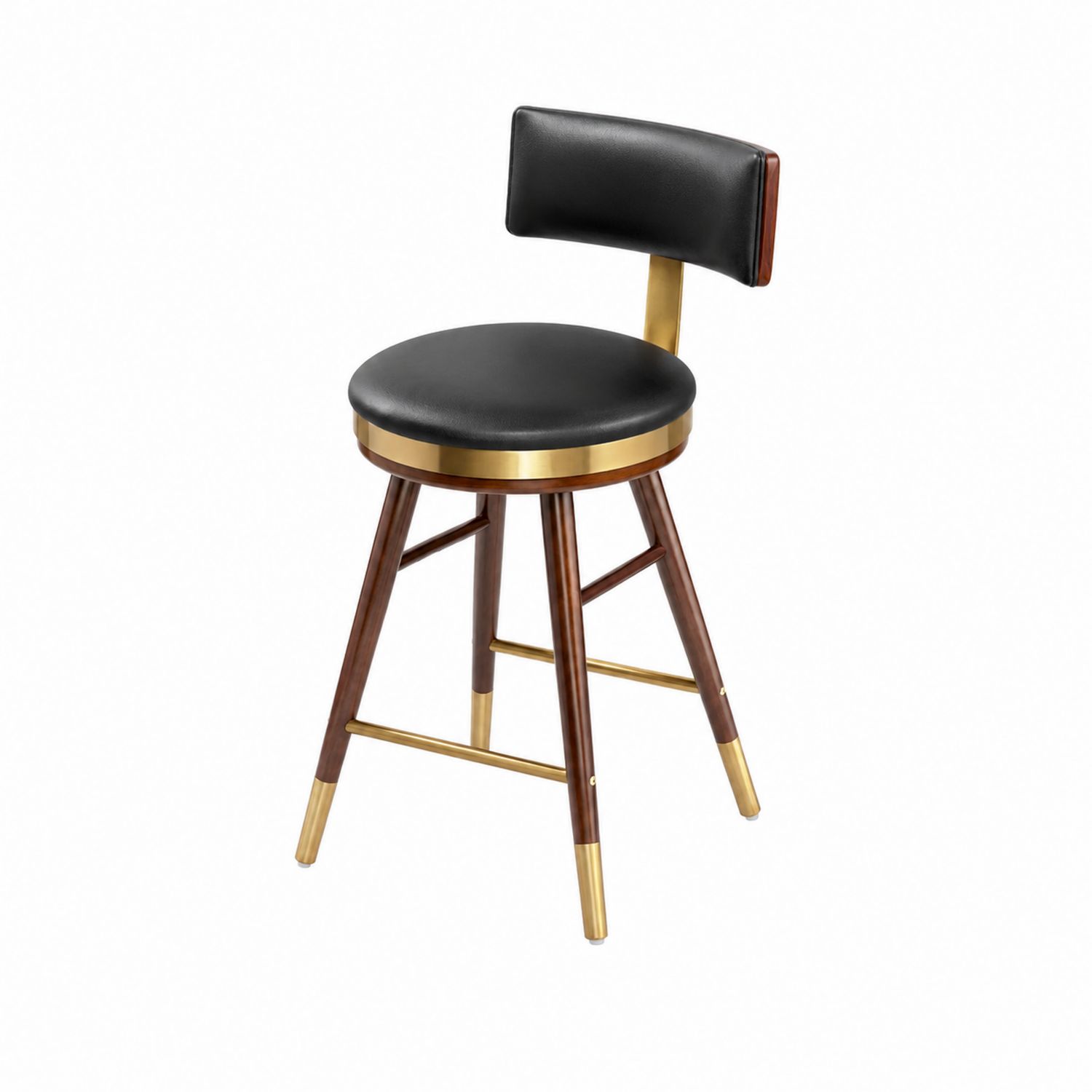 Barhocker mit PU-Leder und Massivholzrahmen Schwarz/Gold