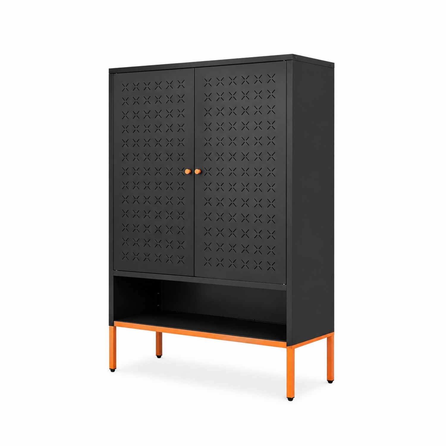 Metallschrank Schwarz/Orange 120x80x40cm