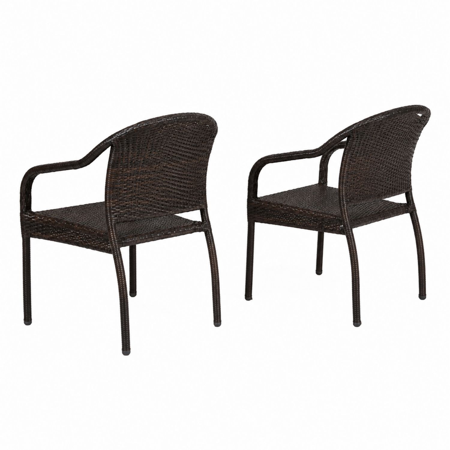 2er Set Outdoor-Stühle aus Polyrattan mit Stahlrahmen Braun