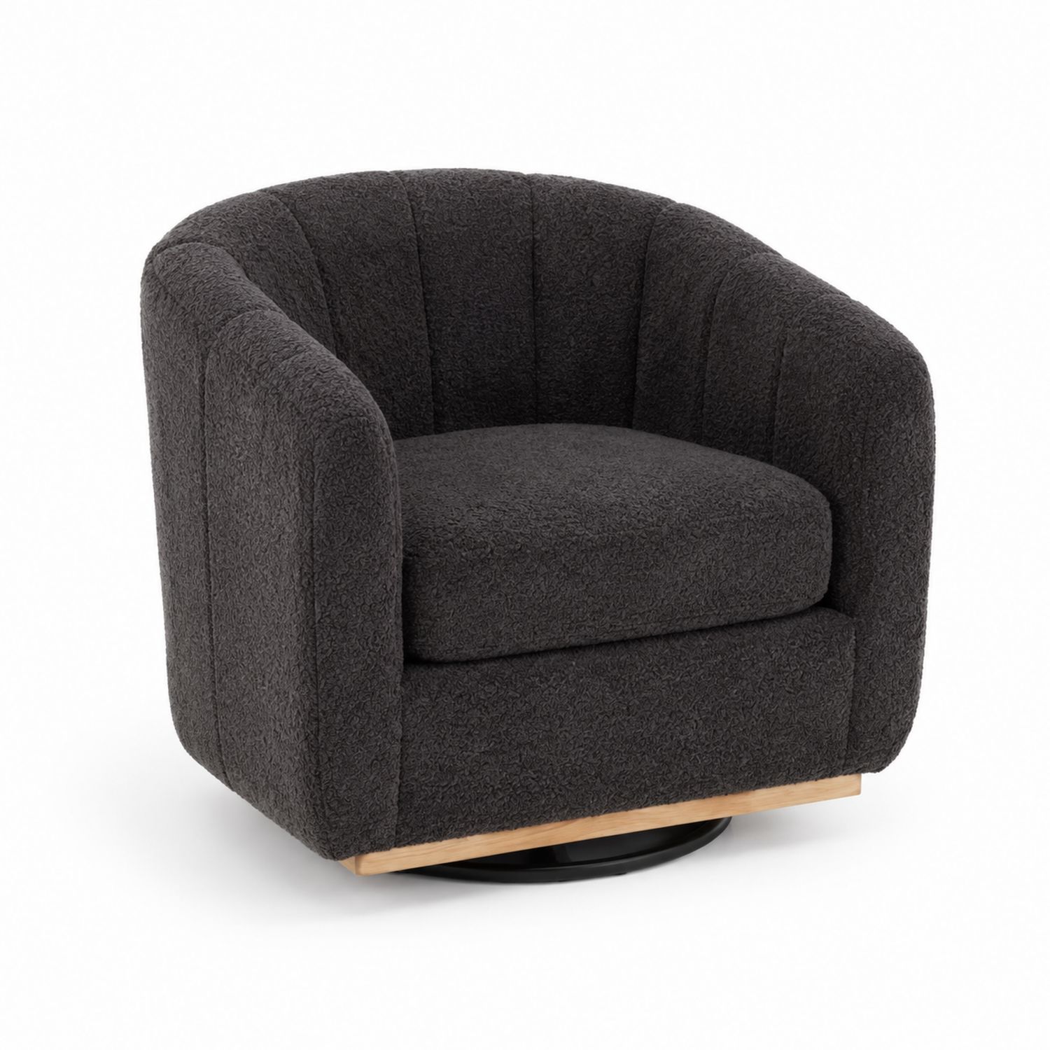 Drehsessel Bouclé-Stoff Dunkelgrau 80cm