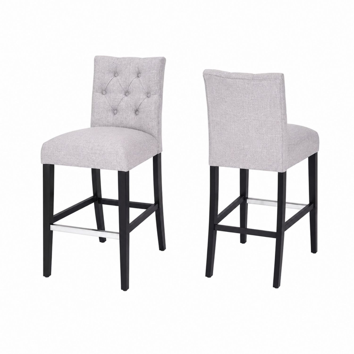 2er-Set Barhocker mit Stoff-Sitzfläche und Holzbeinen
