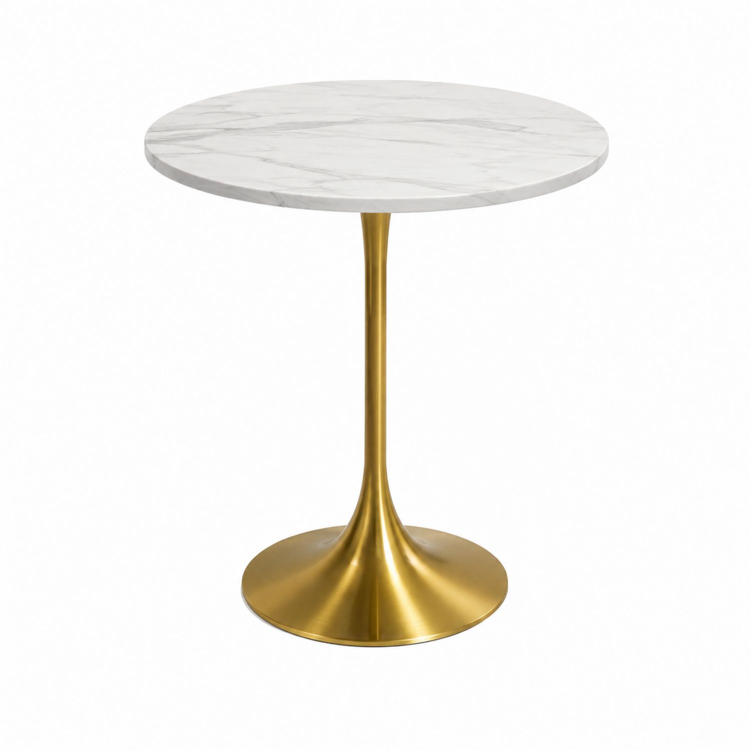 Runder Tisch aus Marmor mit Goldfarbenem Metallfuß