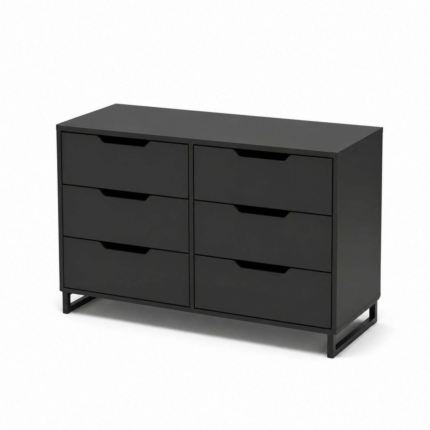 Schwarze MDF-Kommode mit 6 Schubladen 120x40x75 cm