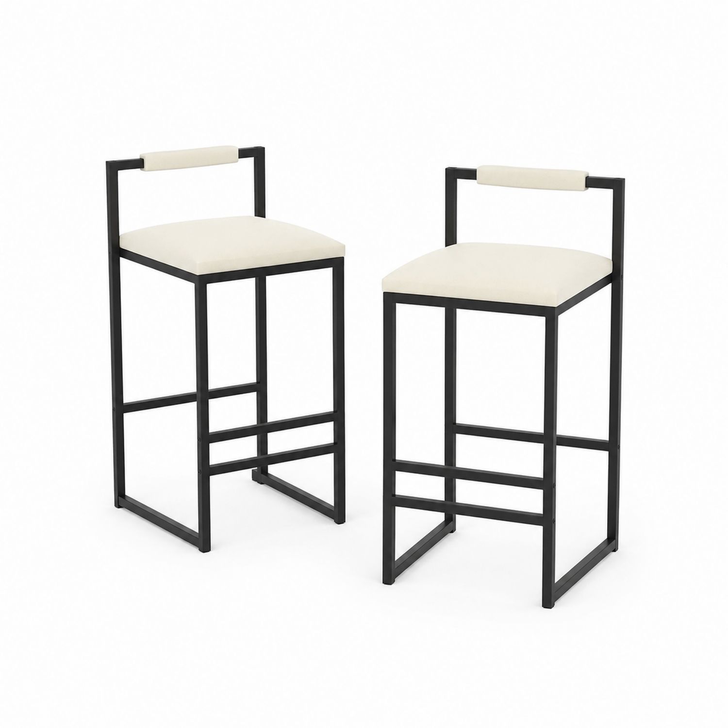 2er-Set Barhocker Metallrahmen Kunstleder Beige 105cm