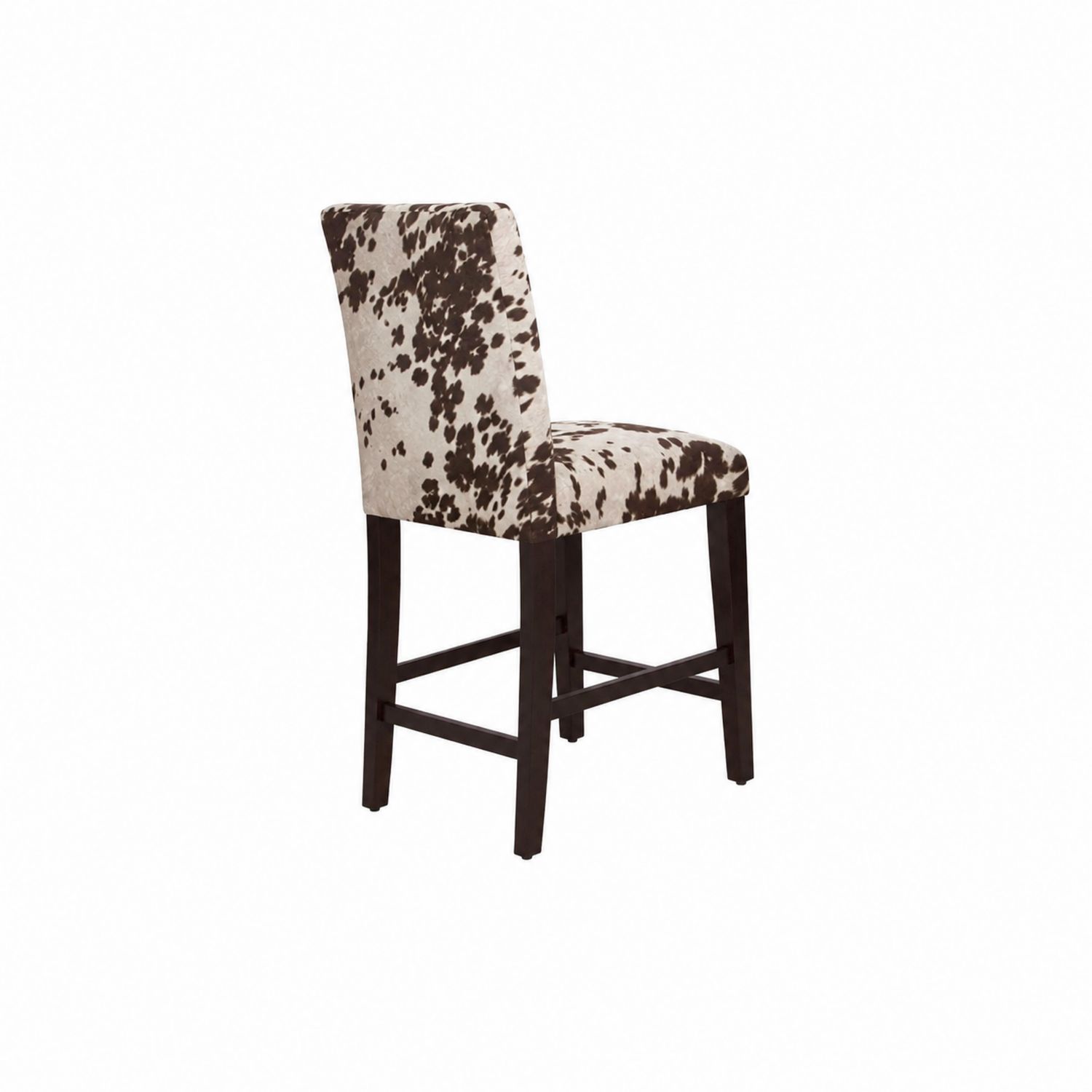 Barhocker mit Kuhfellmuster und Holzgestell