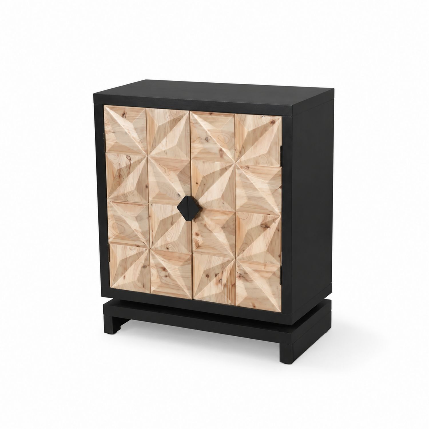 Stehendes Sideboard aus Kiefernholz und MDF, Schwarz, 110x85x40 cm