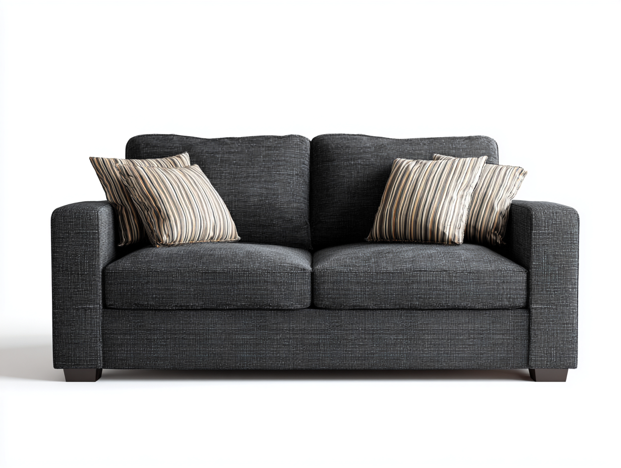 Divano a due posti - tessuto-imbottitura-legno - 180x92x85 cm - grigio scuro-marrone - moderno-Janoriaspace