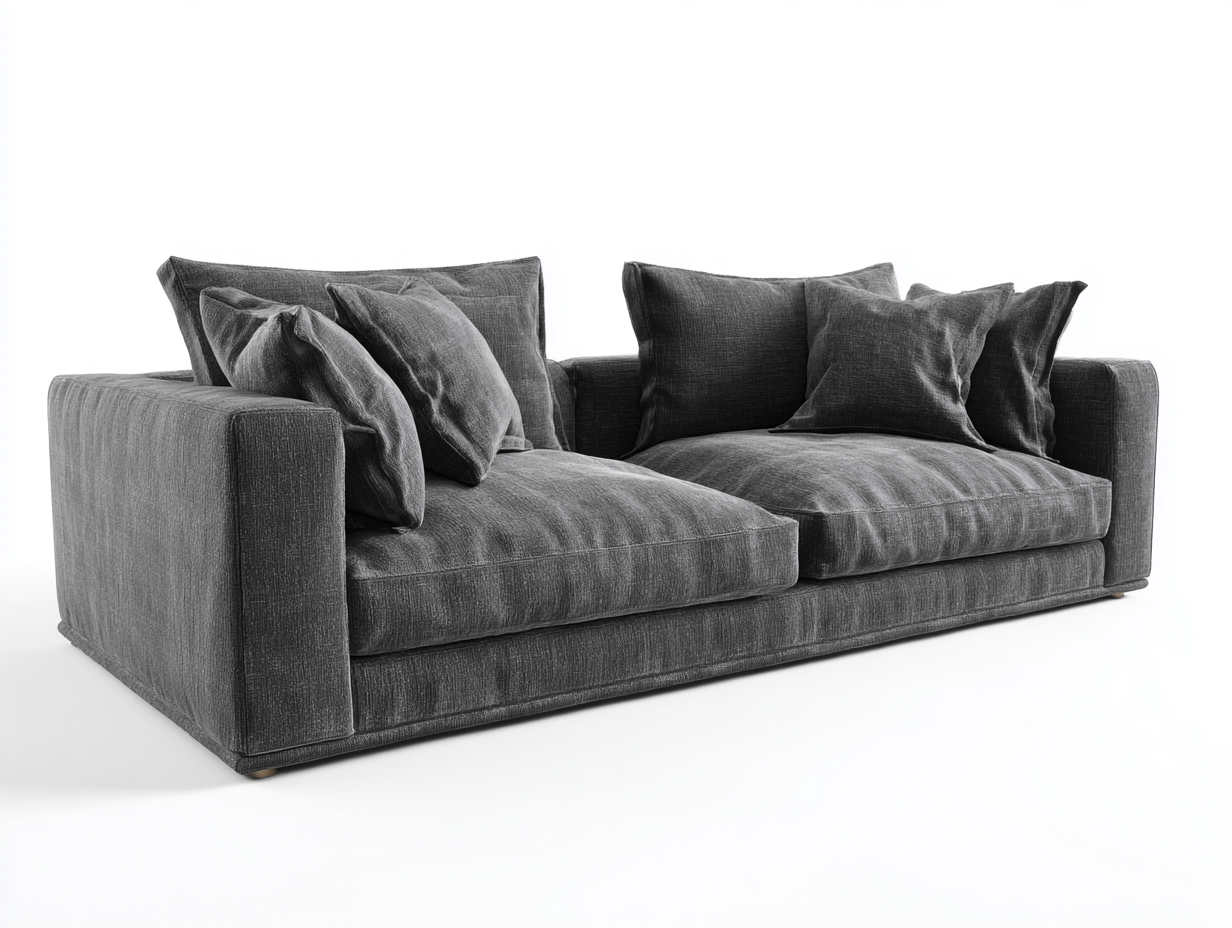 Divano a due posti - tessuto-imbottitura - 190x95x85 cm - grigio scuro - moderno-Janoriaspace