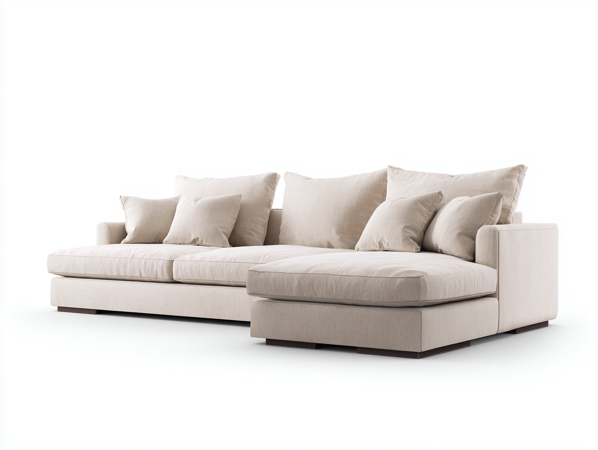 Divano angolare - tessuto imbottito - 270x165x85 cm - beige chiaro - design moderno-Janoriaspace