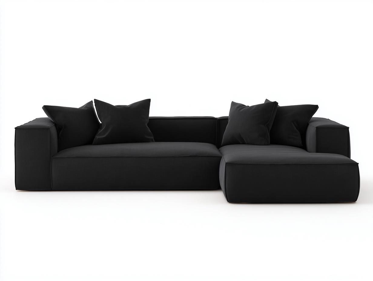 Divano angolare - tessuto imbottito - 280x165x80 cm - nero - design minimal moderno-Janoriaspace
