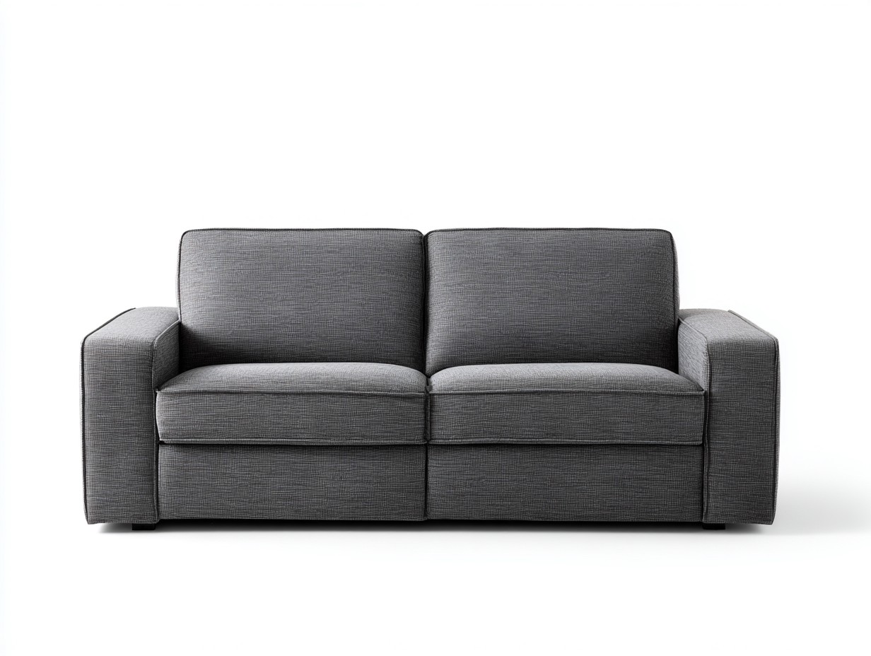 Divano a due posti - tessuto-imbottitura - 175x88x82 cm - grigio medio - moderno-Janoriaspace