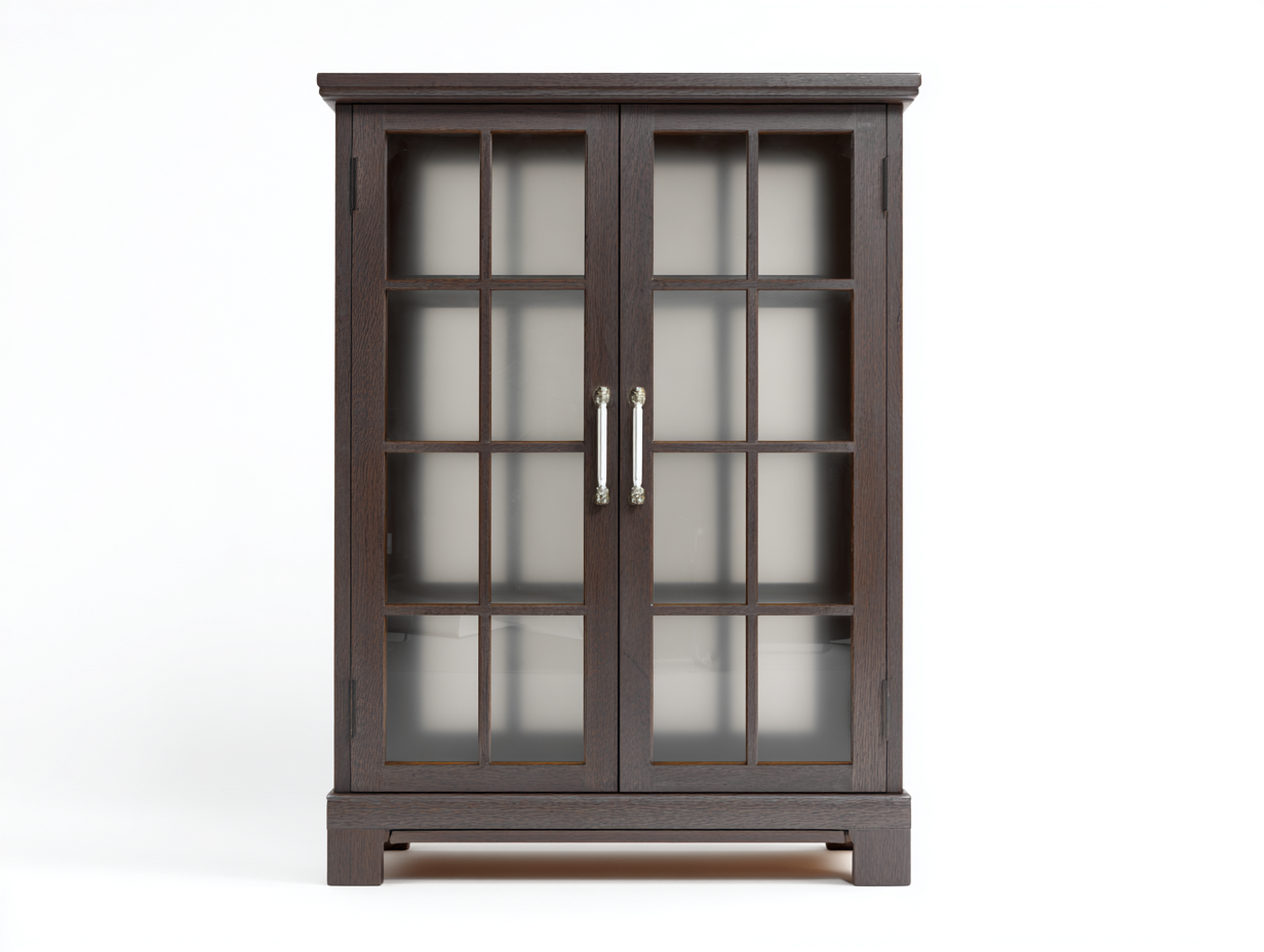 Vetrina - legno-vetro-metallo - 82x38x108 cm - marrone scuro - classico-Janoriaspace