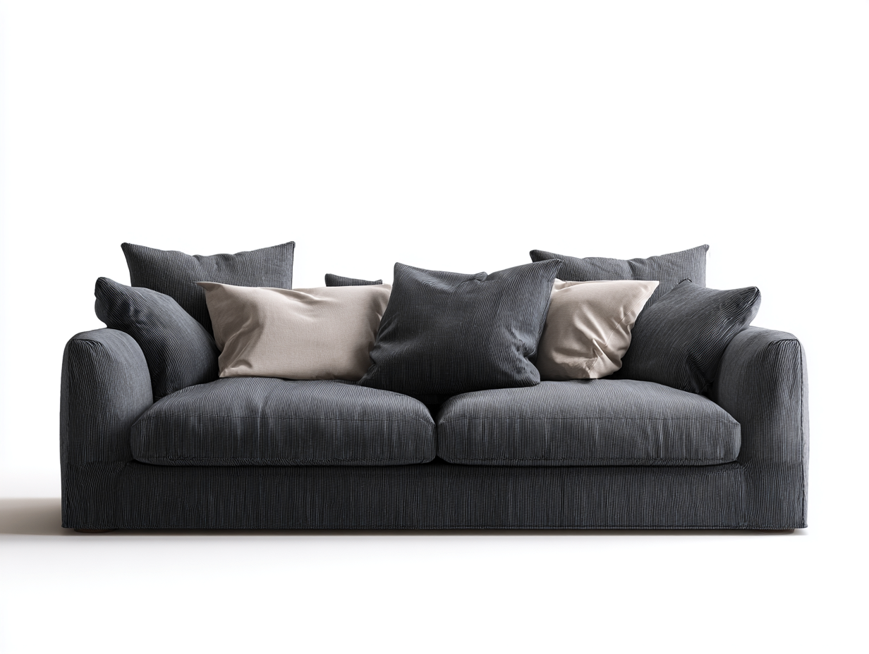 Divano a due posti - tessuto-imbottitura - 180x90x85 cm - grigio scuro - moderno-Janoriaspace