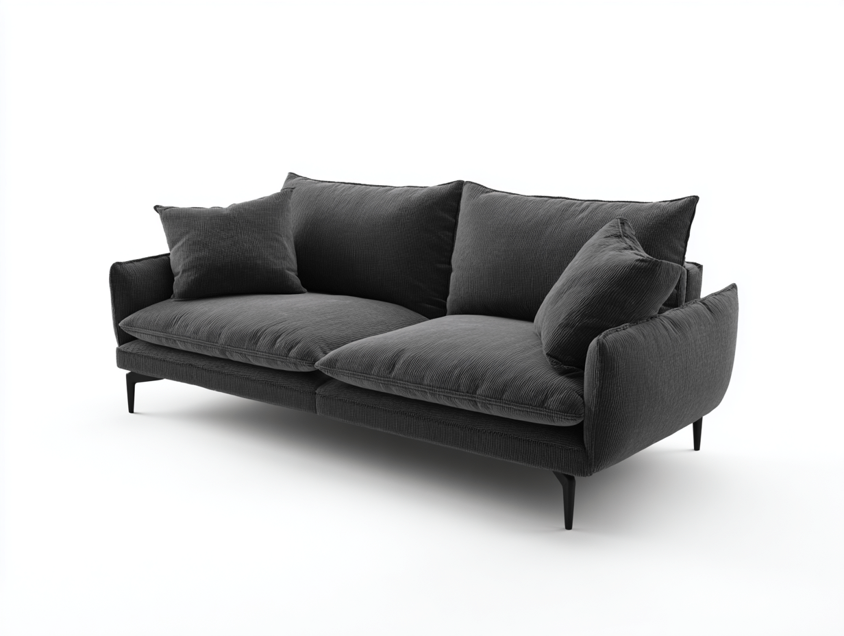 Divano a due posti - tessuto-imbottitura-metallo - 188x90x82 cm - grigio scuro-nero - moderno-Janoriaspace