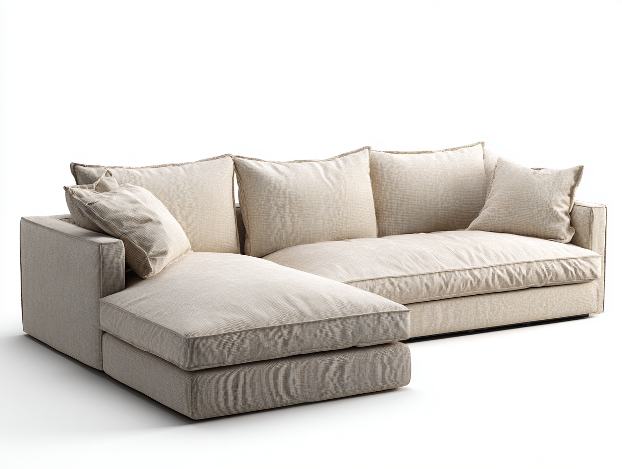 Divano angolare - tessuto imbottito - 260x160x85 cm - beige - design moderno-Janoriaspace