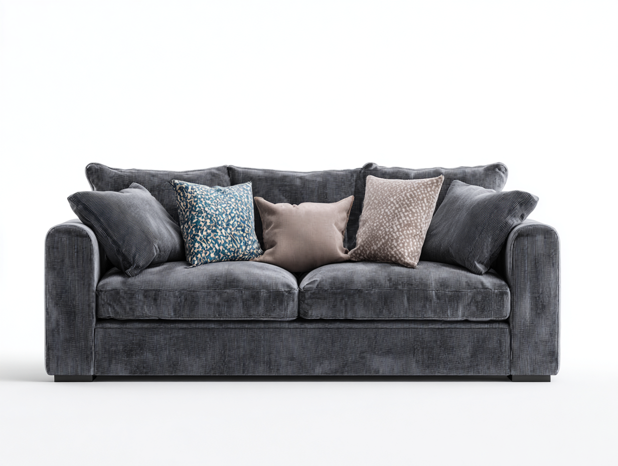 Divano a due posti - tessuto-imbottitura - 185x92x88 cm - grigio scuro - moderno-Janoriaspace