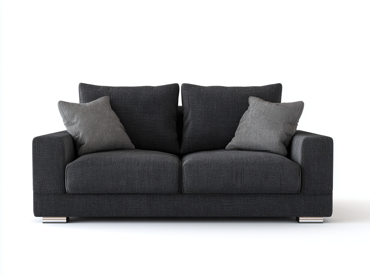 Divano a due posti - tessuto-imbottitura-metallo - 176x88x84 cm - grigio scuro-argento - moderno-Janoriaspace