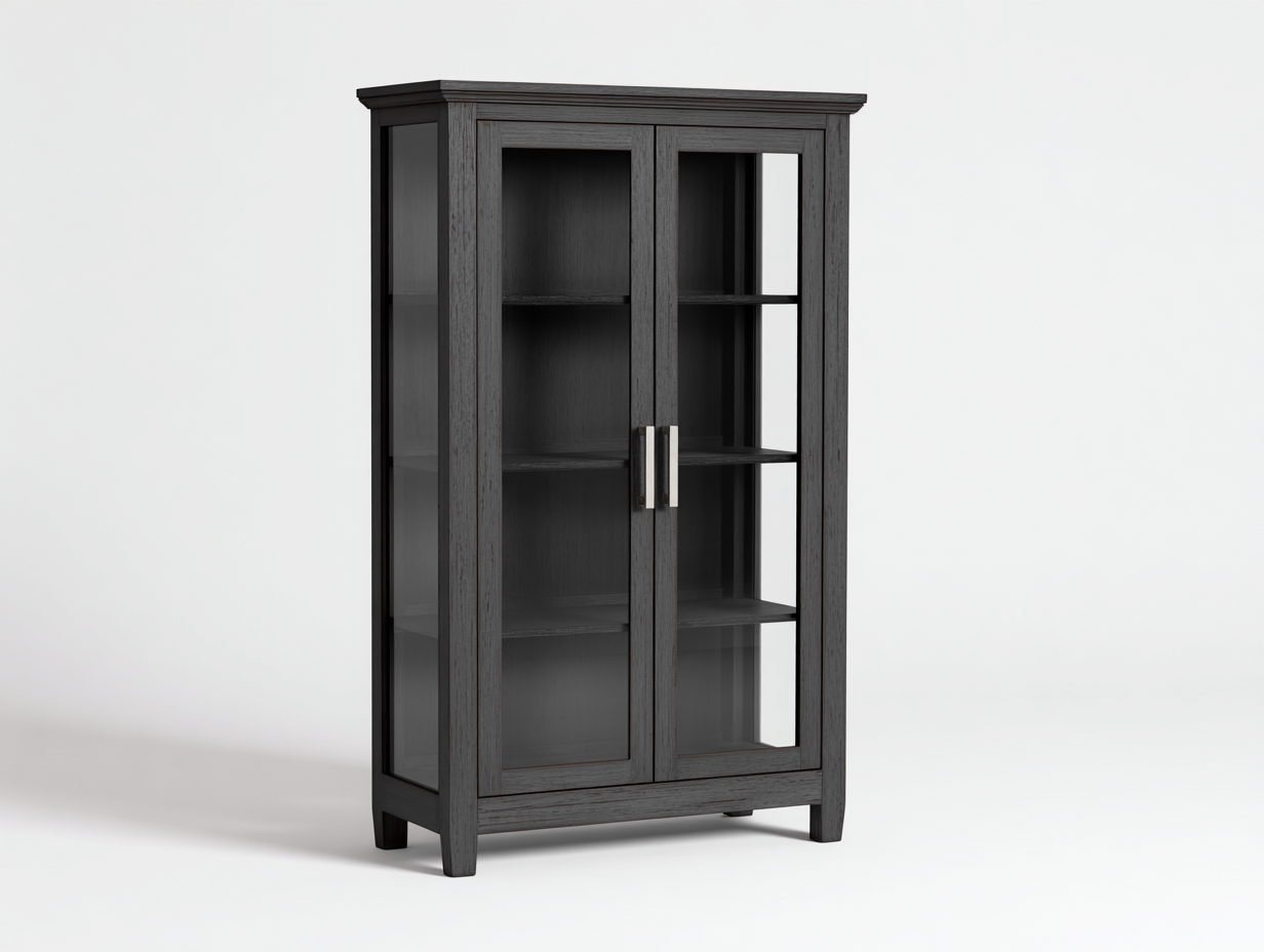 Vetrina - legno-vetro-metallo - 78x36x105 cm - grigio scuro - classico-Janoriaspace