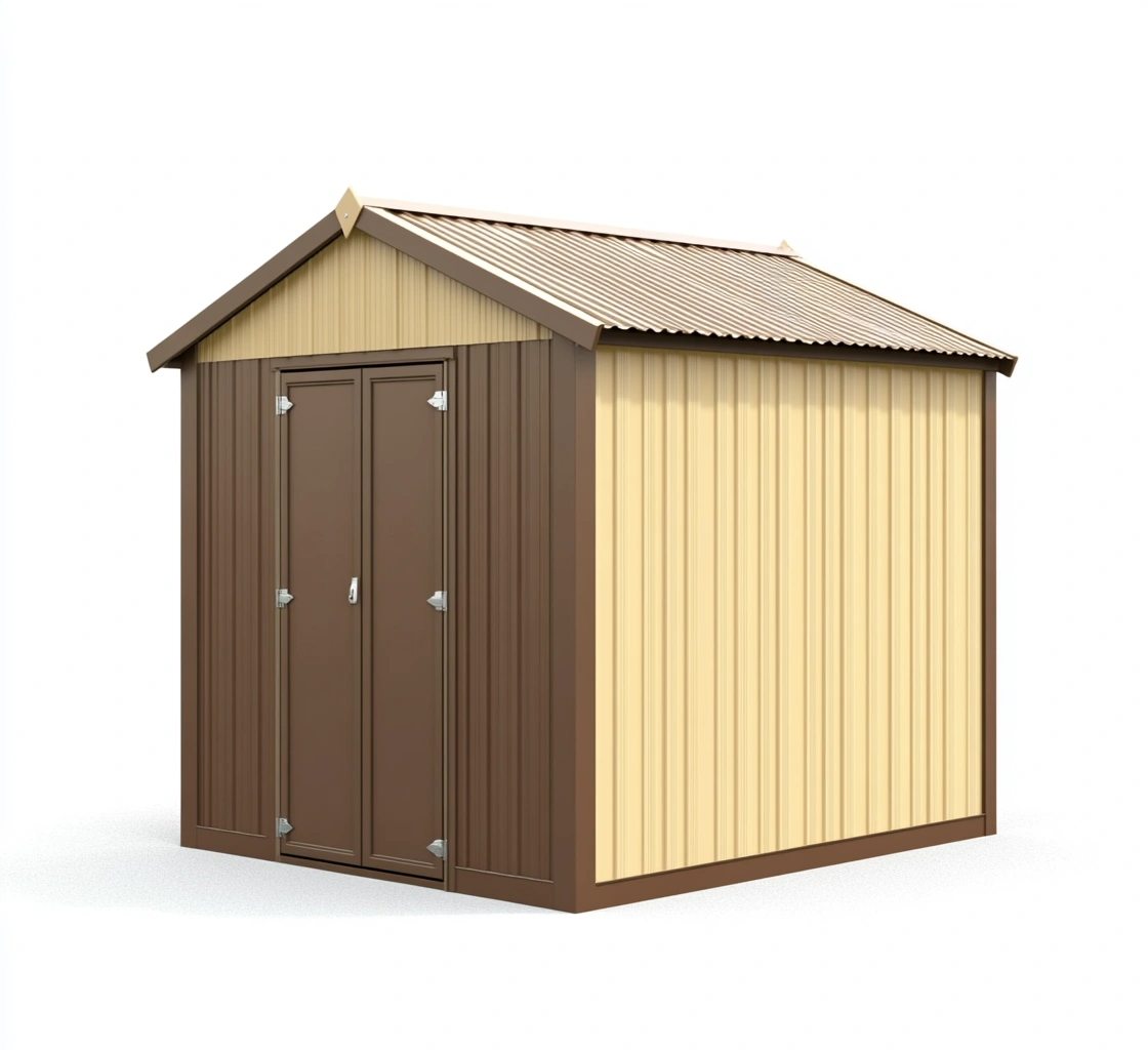 Caseta de jardín de metal 182x107x192 cm Marrón/Beige-MEUBOLVIX