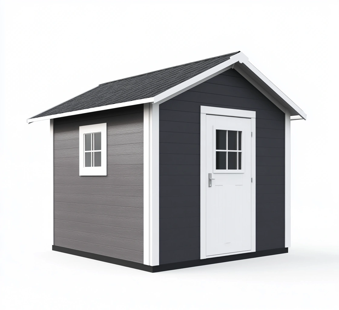 Casa de Jardín de Madera y Acero Gris/Negro-MEUBOLVIX