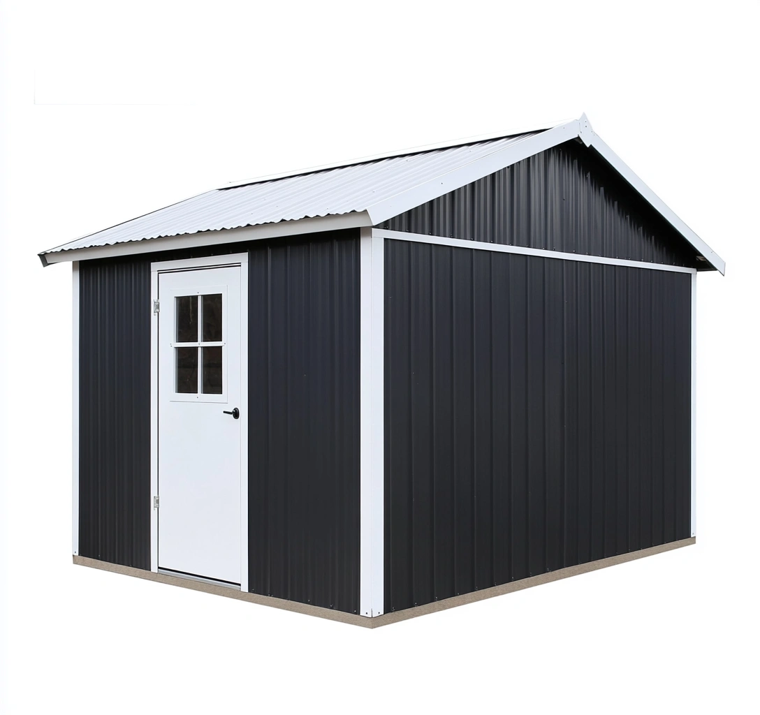 Cobertizo Metálico Negro y Blanco 250cm x 300cm-MEUBOLVIX