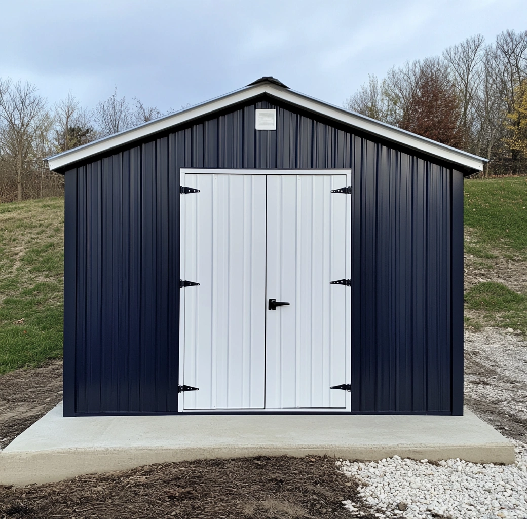 Caseta de Almacenamiento de Acero Galvanizado Azul y Blanco-MEUBOLVIX