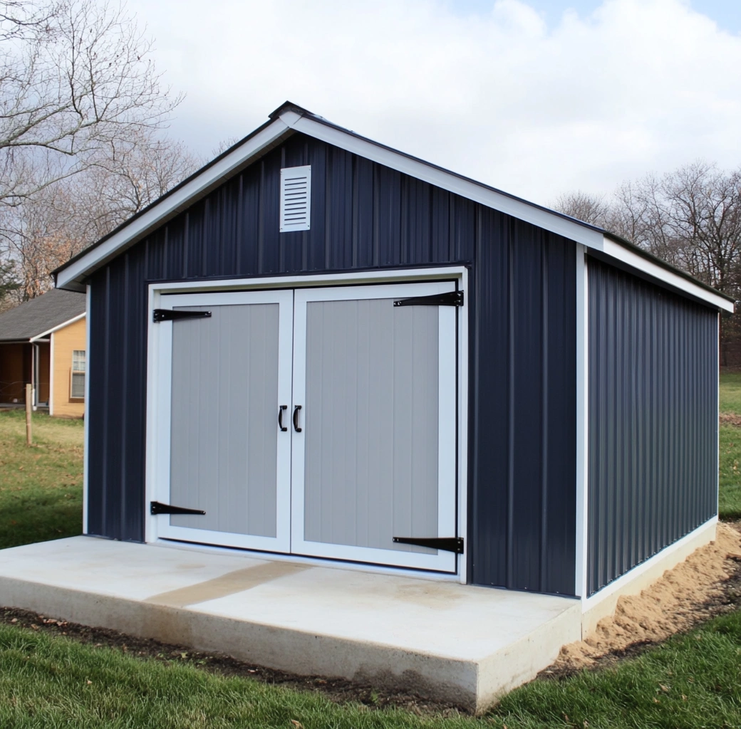 Cobertizo Metálico para Exterior Azul y Gris 3x3m-MEUBOLVIX