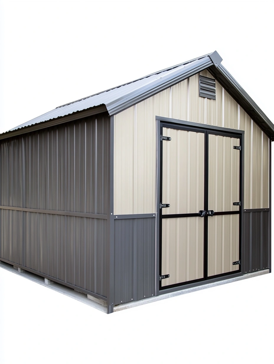 Caseta de metal para exteriores con doble puerta 267x317x230 cm Beige/Gris-MEUBOLVIX