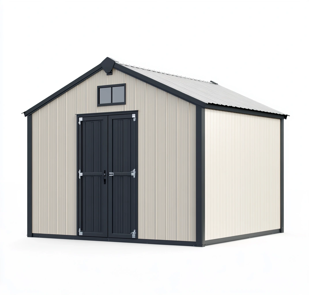 Cobertizo Metálico de Acero Galvanizado 3m x 4m Beige y Negro-MEUBOLVIX