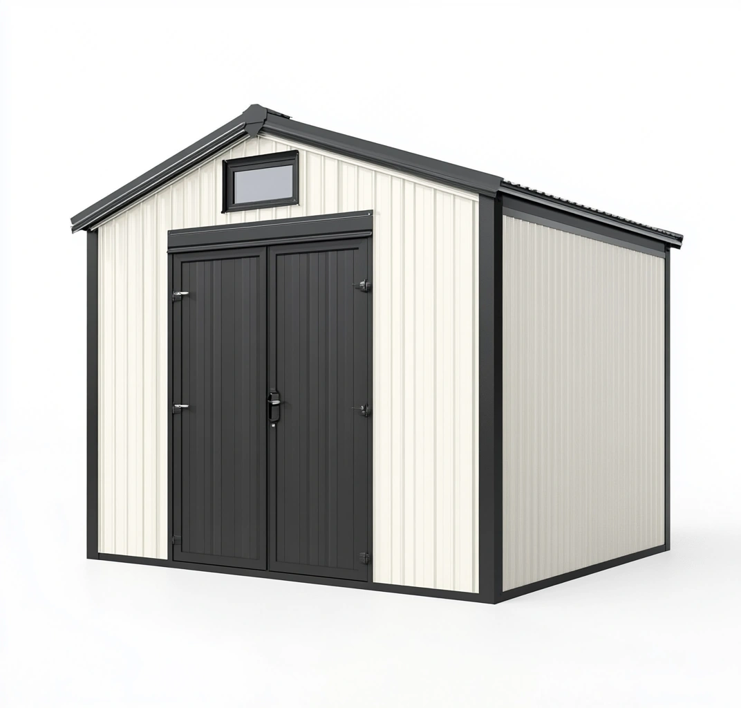 Caseta de jardín de acero galvanizado 267x300x230 cm Blanco/Negro-MEUBOLVIX