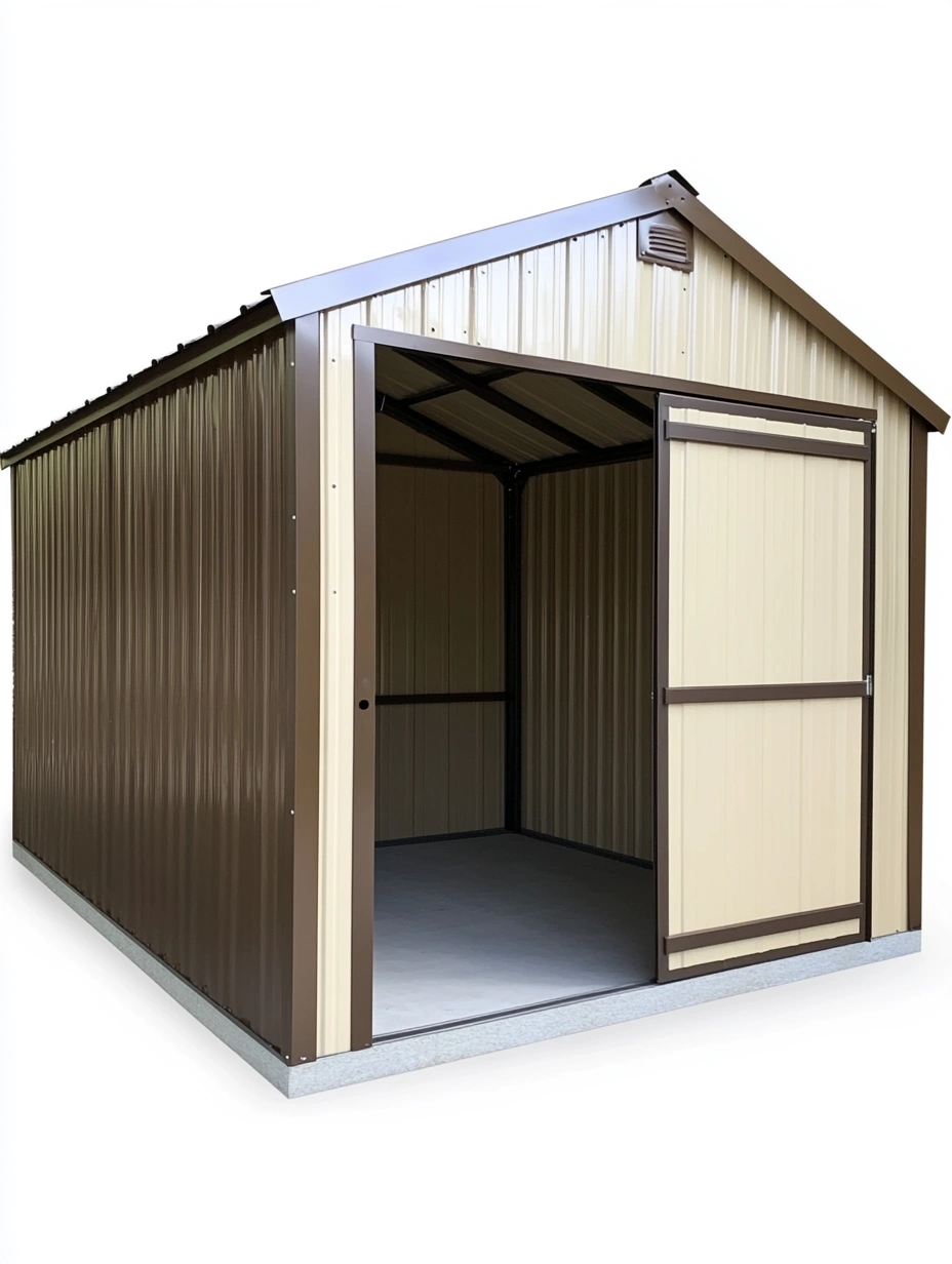 Cobertizo de Jardín Metálico 3m x 2.5m x 2.1m Marrón/Beige-MEUBOLVIX