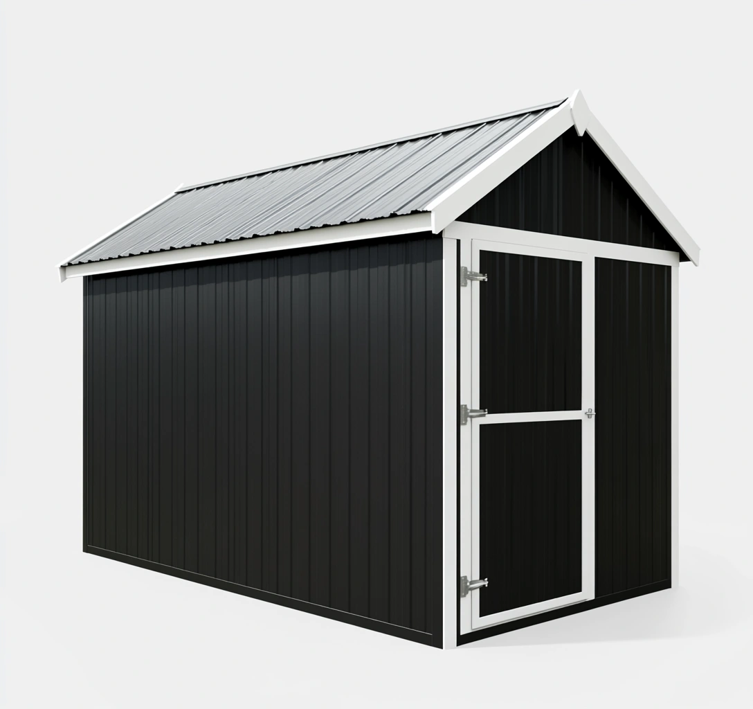 Cobertizo Negro de Metal 300 cm x 200 cm x 250 cm-MEUBOLVIX