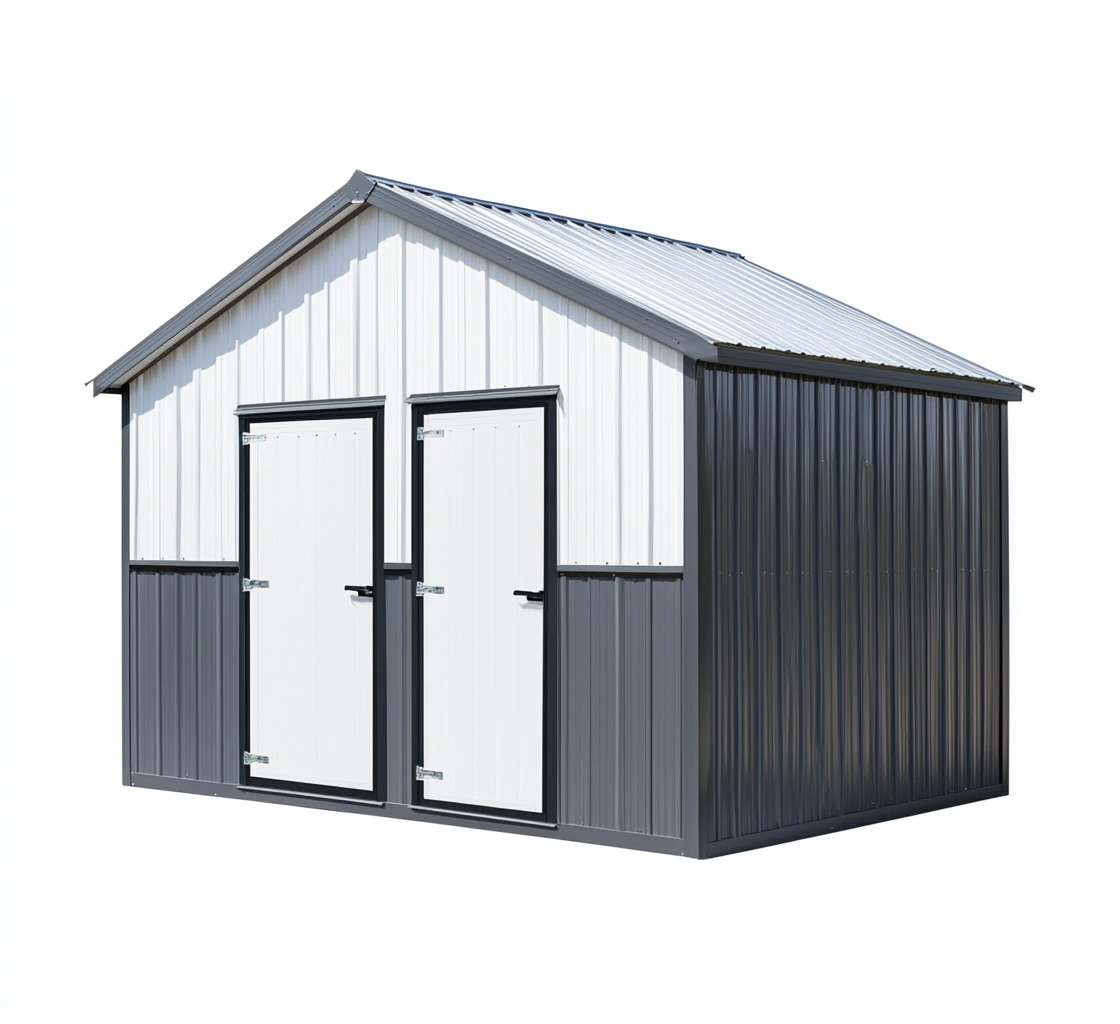 Cobertizo Metálico de Acero Galvanizado Blanco/Gris 300x200x210 cm-MEUBOLVIX