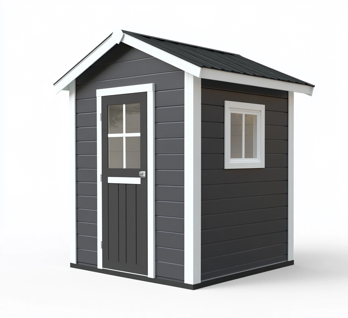 Caseta de Jardín de Plástico Negro y Blanco 200x150x210 cm-MEUBOLVIX
