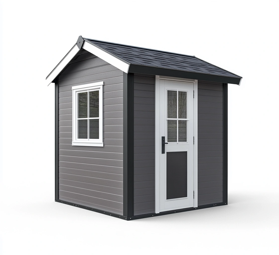 Caseta de Jardín de Resina y PVC Gris 200x150x210 cm-MEUBOLVIX