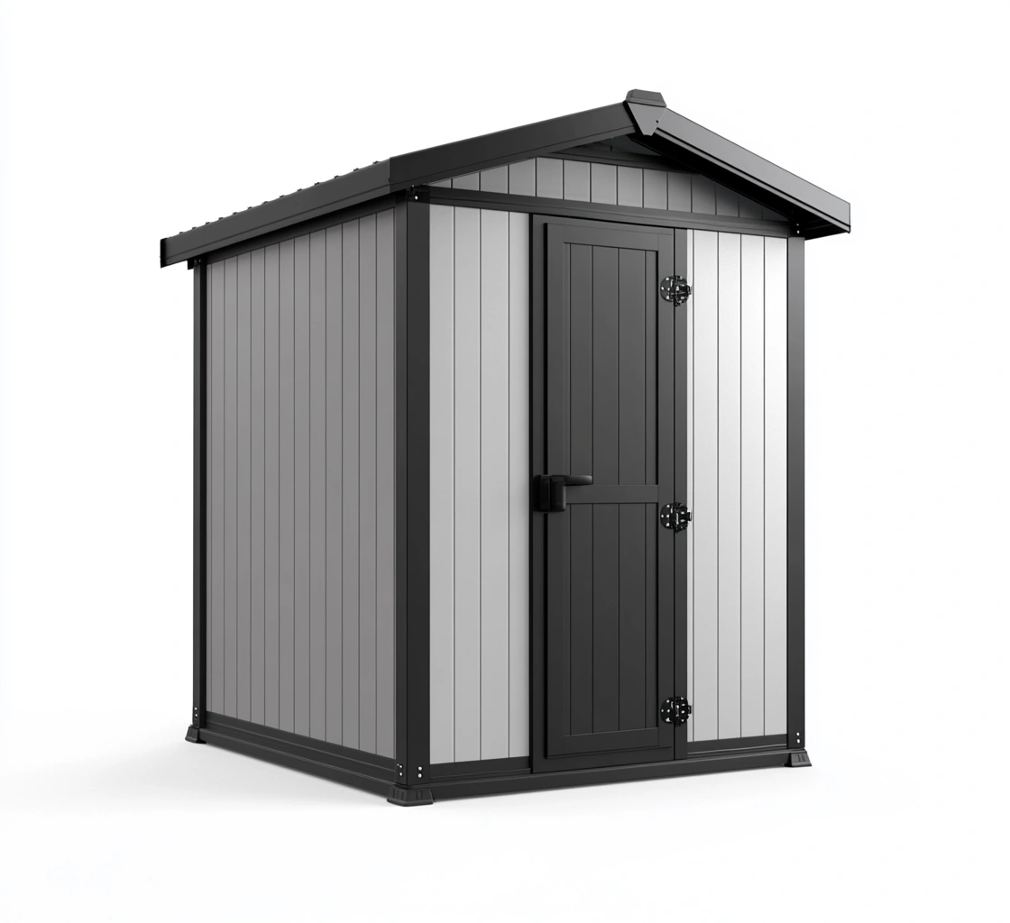 Cobertizo de Jardín de Acero Galvanizado Gris con Puerta Negra 185x152x226 cm-MEUBOLVIX