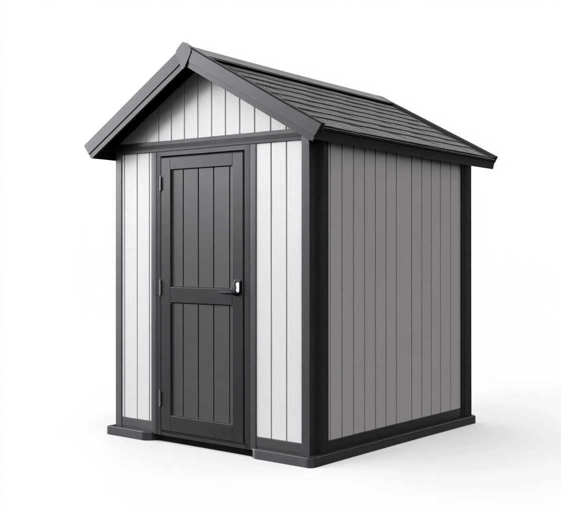 Caseta de jardín de policarbonato gris 200 cm alto x 150 cm largo x 130 cm ancho-MEUBOLVIX