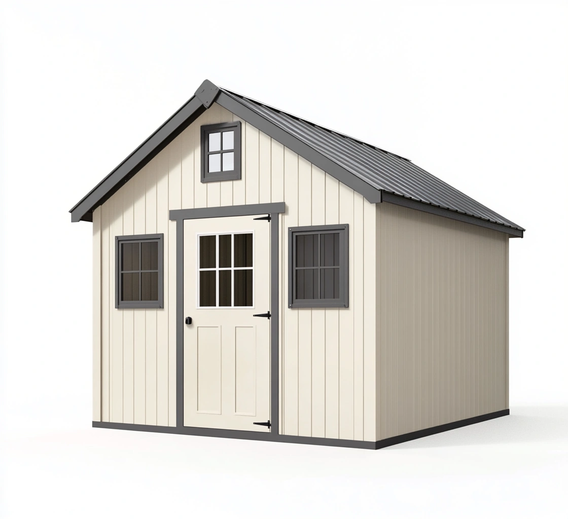 Caseta de Jardín de Madera y Acero Galvanizado 350 cm x 280 cm x 320 cm Beige/Gris-MEUBOLVIX