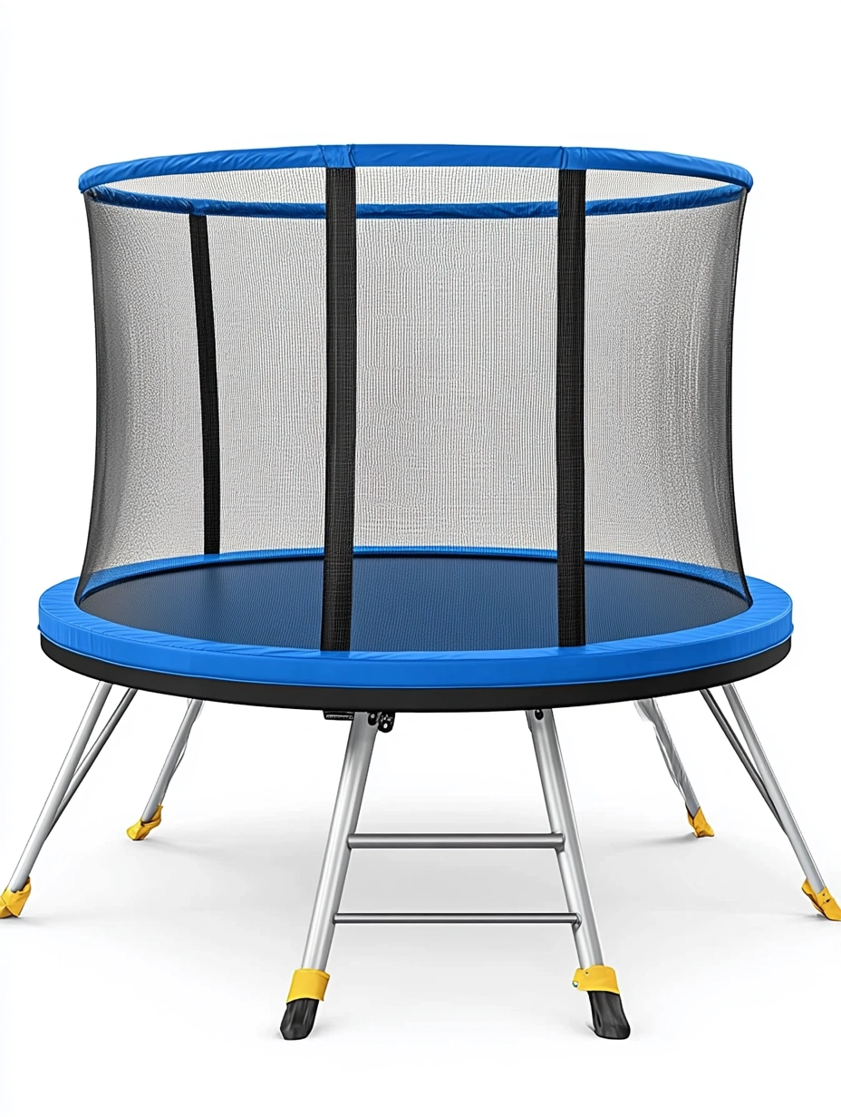 Trampolín Redondo de Acero con Red de Seguridad Azul-MEUBOLVIX