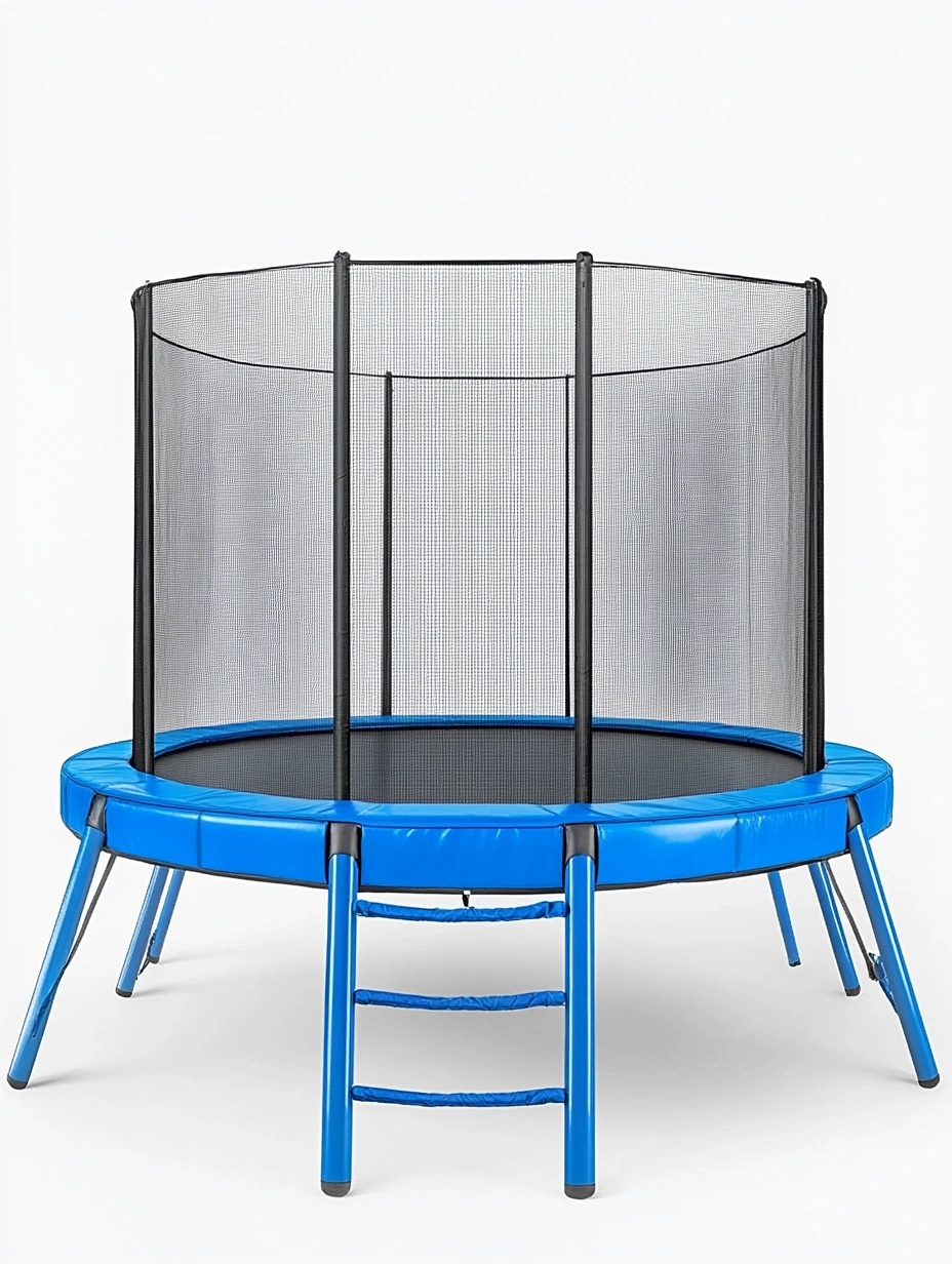 Cama elástica azul con red de seguridad y escalera, diámetro 244 cm-MEUBOLVIX