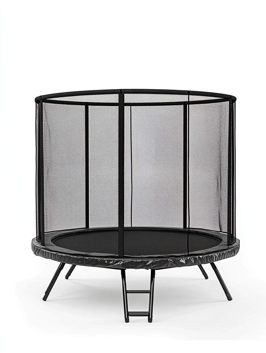 Cama elástica redonda con red de poliéster y estructura de acero negro 305 cm-MEUBOLVIX