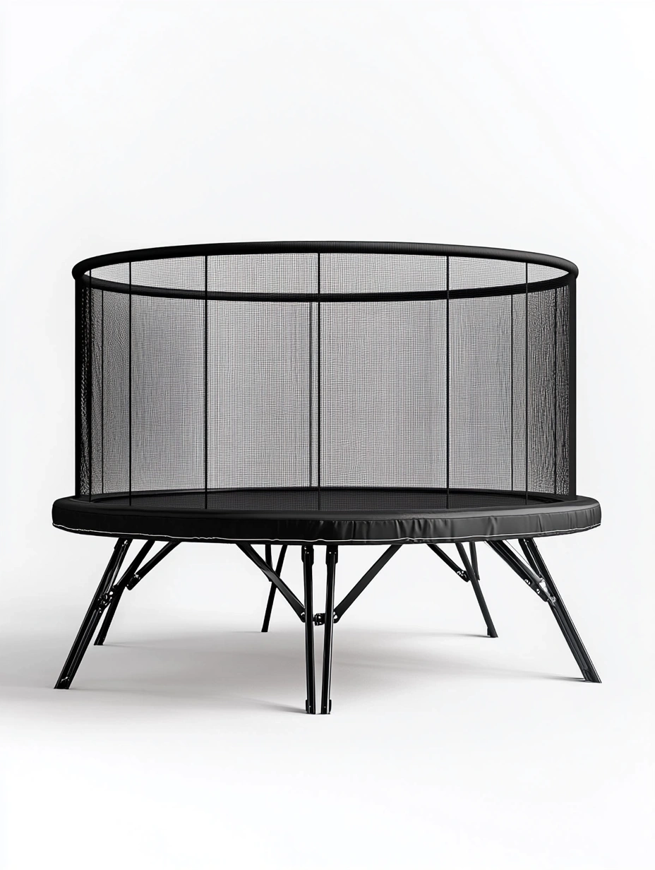 Cama elástica redonda de acero negro con red de seguridad de 300 cm-MEUBOLVIX
