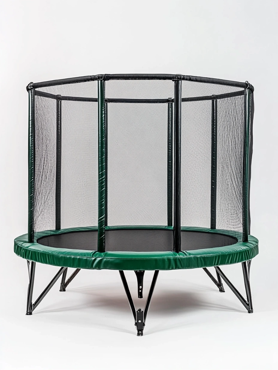 Cama elástica redonda con red de protección de acero y PVC verde de 244 cm-MEUBOLVIX