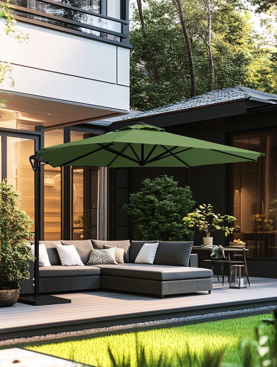 Parasol de jardín cuadrado de aluminio 3 metros Verde-MEUBOLVIX