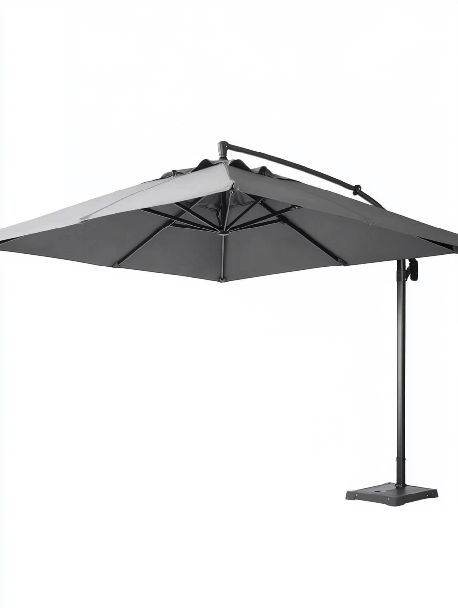 Parasol cuadrado colgante de aluminio y poliéster 3x3 m gris-MEUBOLVIX