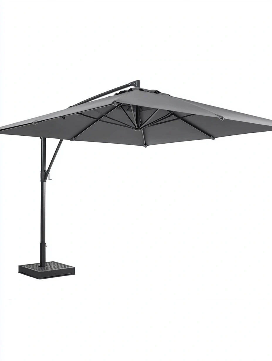 Parasol cuadrado de aluminio de 3 m con ajuste lateral color Gris-MEUBOLVIX